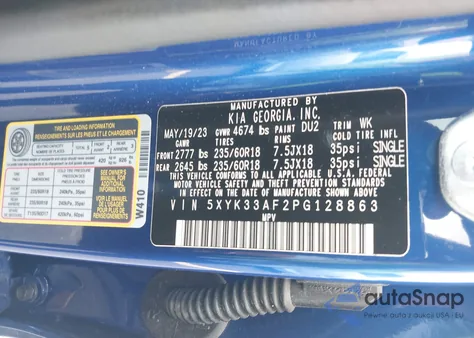 2023 Kia Sportage Ex z USA, uszkodzony, nr VIN 5XYK33AF2PG128863